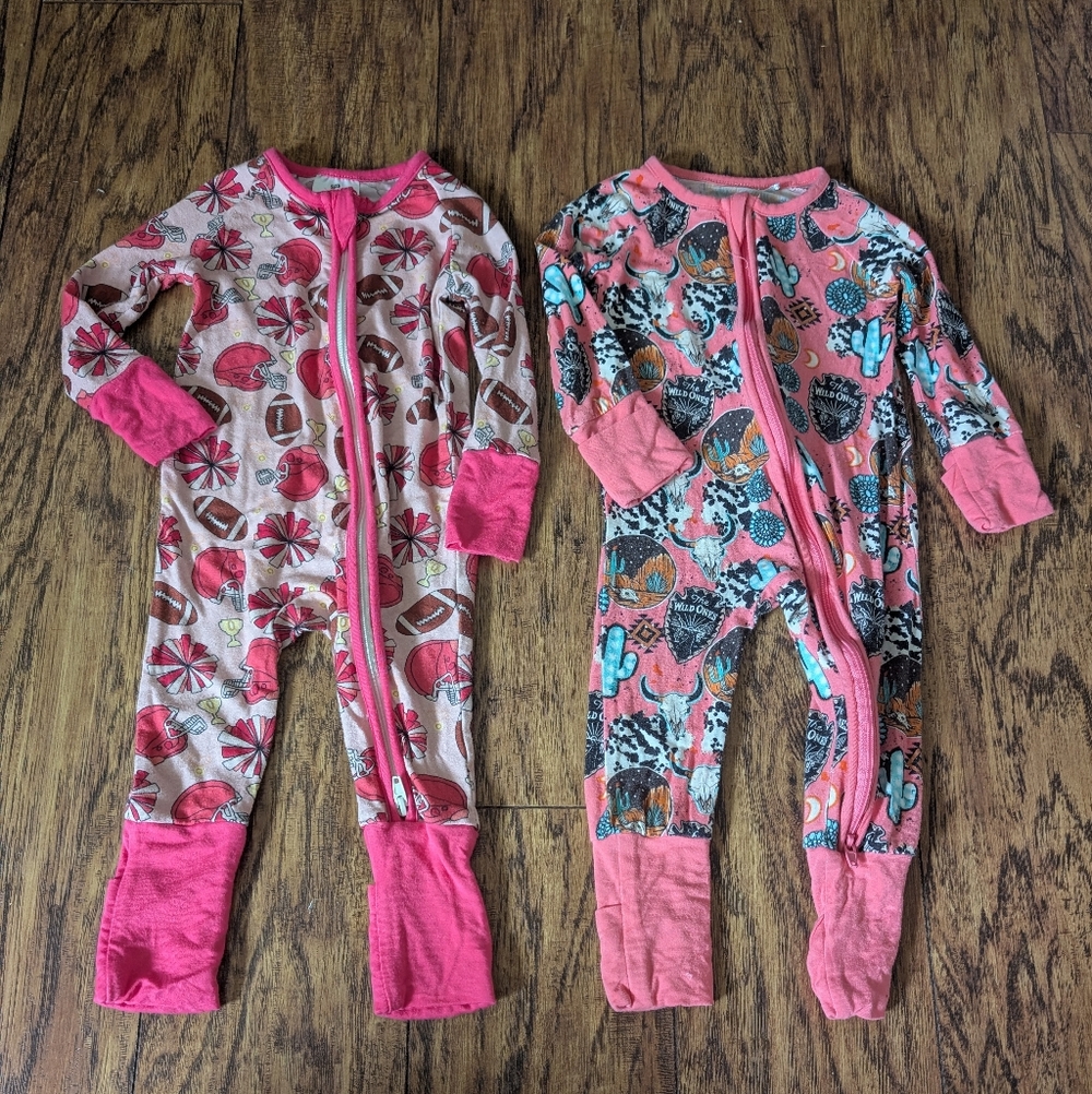 $‎ 💥3/$24 Lot Of 2 Bamboo 2 Way Zip Convertible Footies